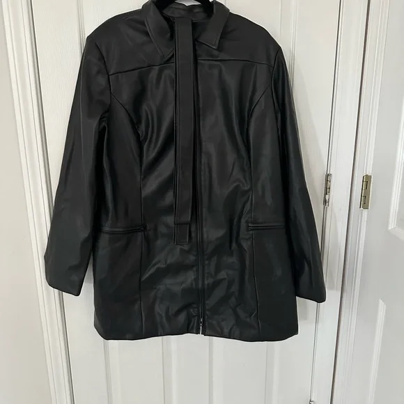 plus size faux leather dress uk Dylan Cropped Faux Leather Moto Jacket In Black